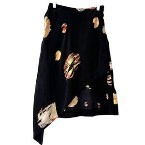 All Saints Wrap Skirt Asymmetrical Black Silk Size 4 Avant Garde Artsy